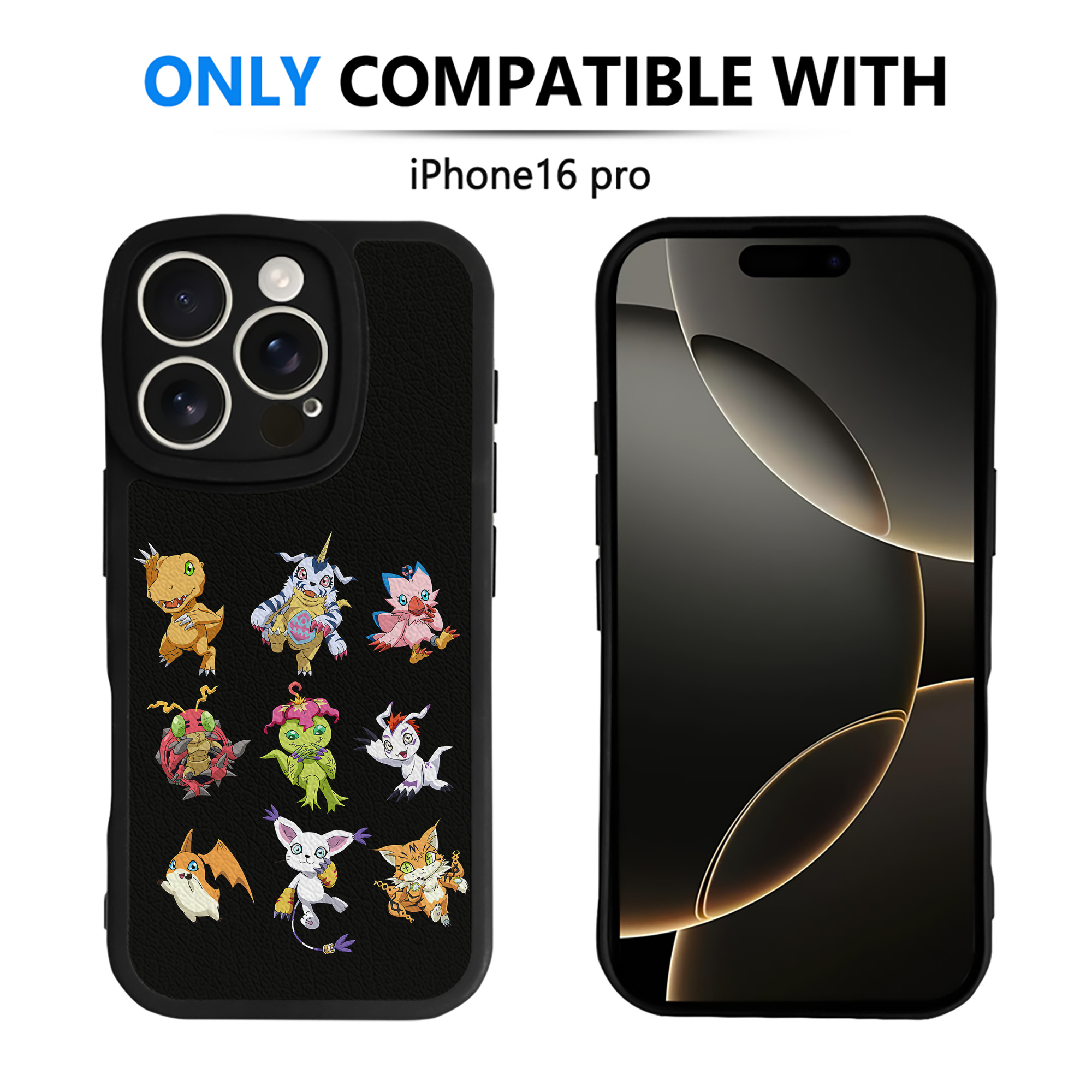 （画像用） Digimon デジタルモンスター/デジモン 【iPhone 16シリーズ対応】シリコンスマホケース（レザー調） 材質：シリコン